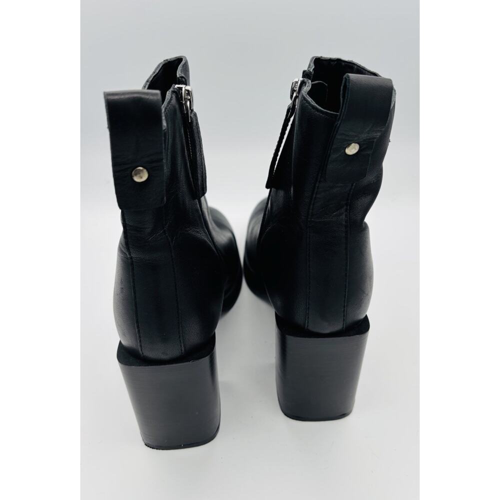 ASRA Black Leather Women’s Block Heel Ankle Boots Sz EU 39 US 8.5 - Picture 3 of 6